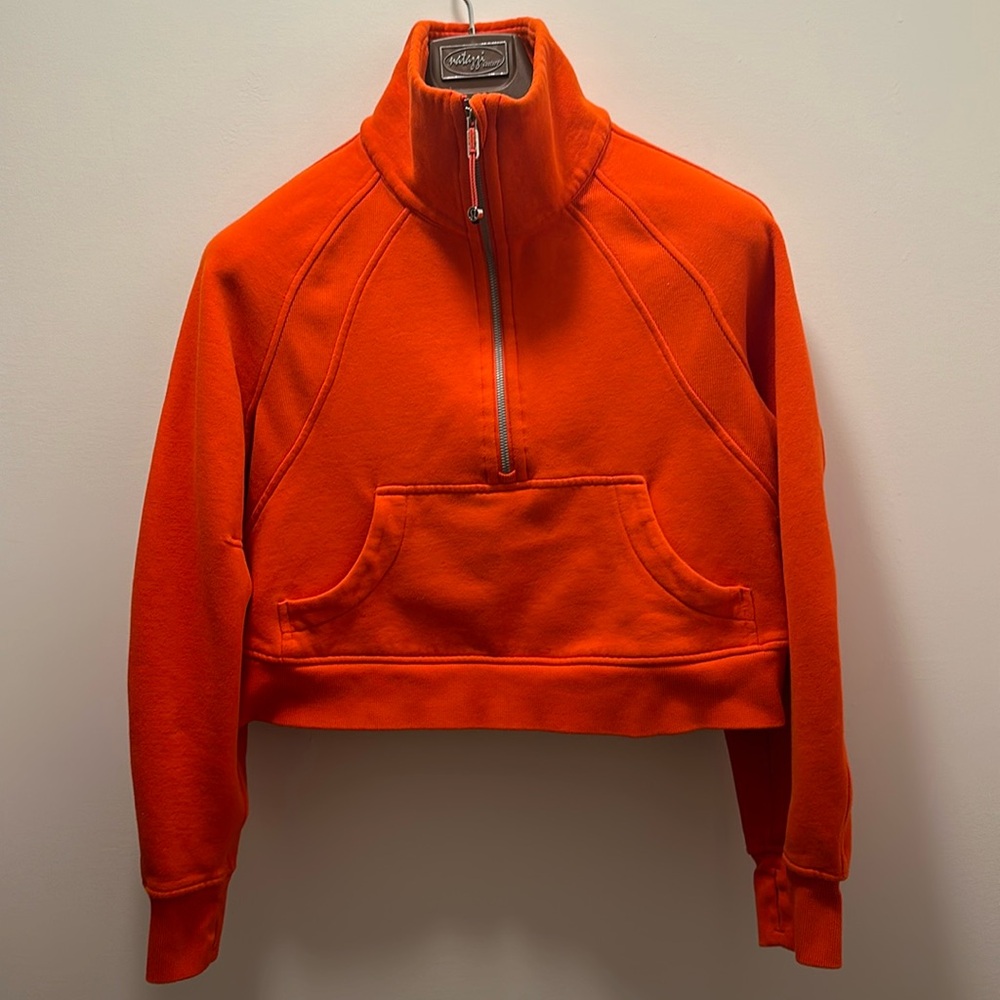 lululemon athletica Orange Half-Zip Cropped Sweatshirt